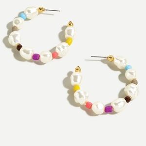 NWT J.Crew Rainbow pop pearl hoop earrings